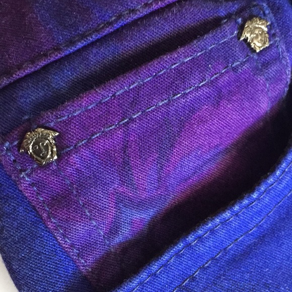 Vintage 70’s Versace Jeans psychedelic Flower Purple Pants Hippy Rare Fashion - Picture 3 of 8